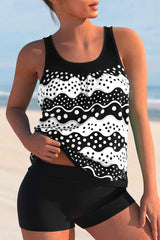 Polka Dot Patchwork Casual Tankini