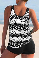 Polka Dot Patchwork Casual Tankini