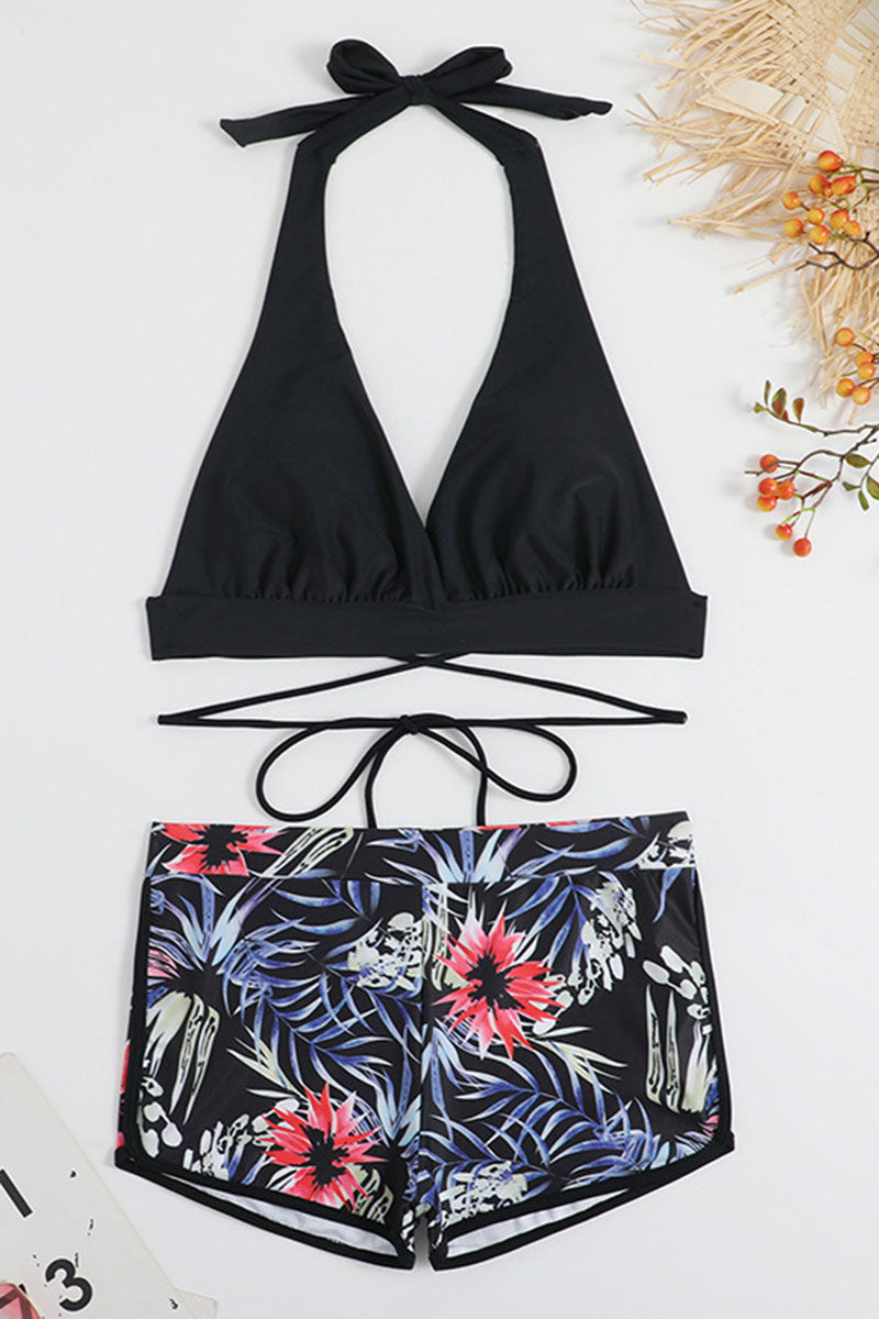 Floral Print Patchwork On-trend Strappy Bikini