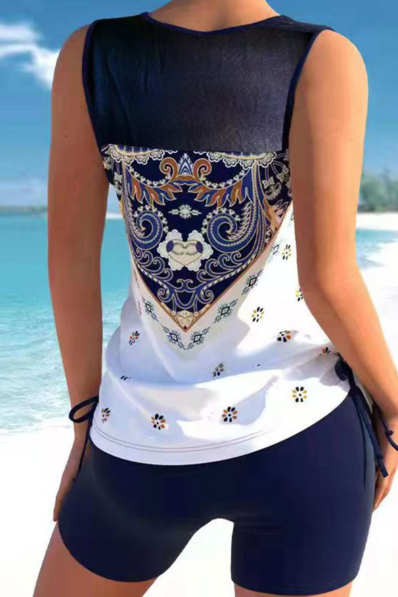 Paisley Patchwork Sporty Side Drawstring Tankini