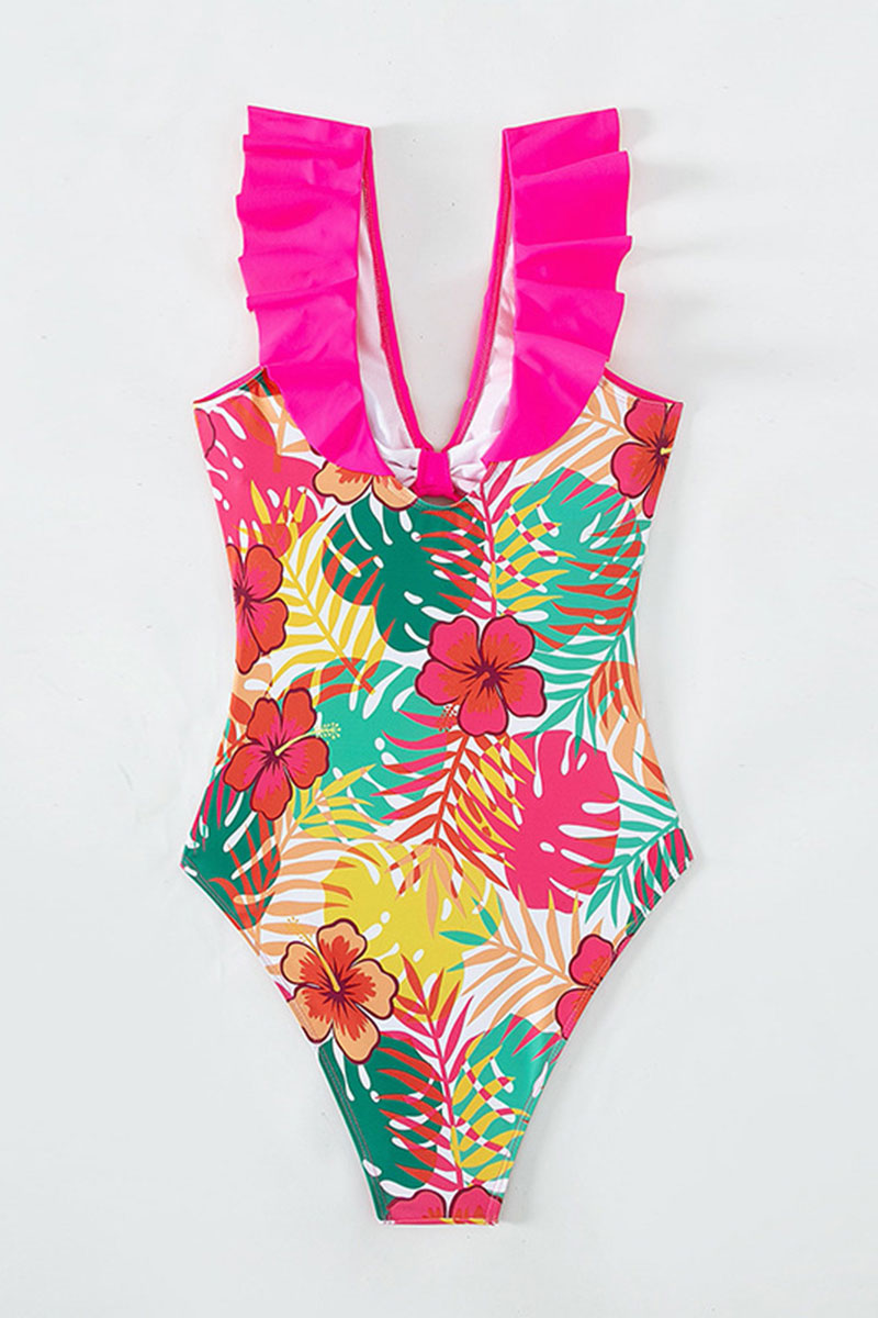 Floral Print Beachy Ruffle One Piece Swimwear