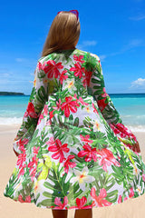 Floral Print Bright Front Wrap Three Pieces