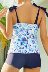 Paisley Print Tie Shoulder Stunning Tiered Tankini