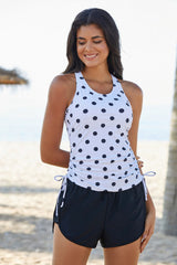 Polka Dot Modern Racerback Side Drawstring Tankini