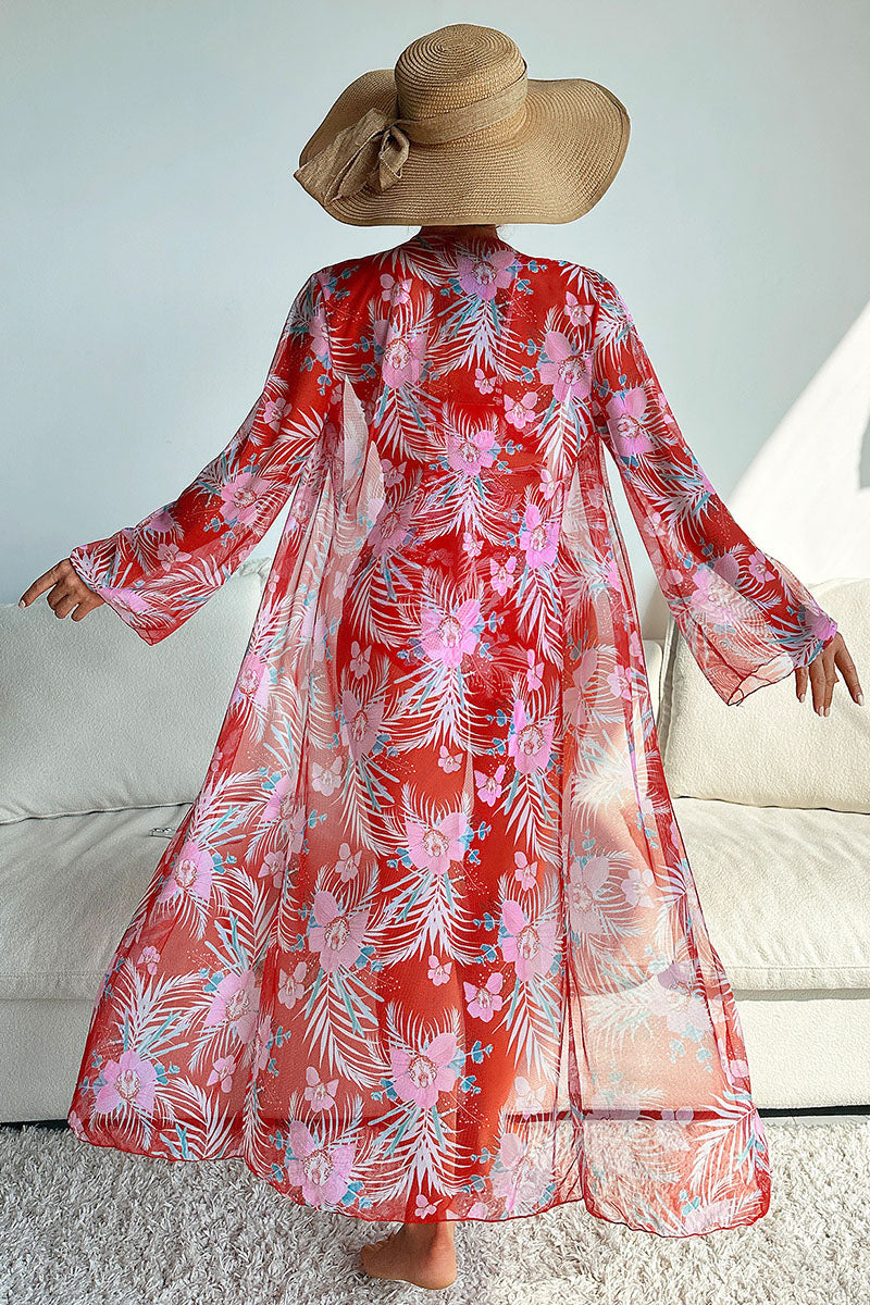 Floral Print Beachy Front Wrap Three Pieces