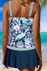 Floral Print Patchwork On-trend V Neck Tankini