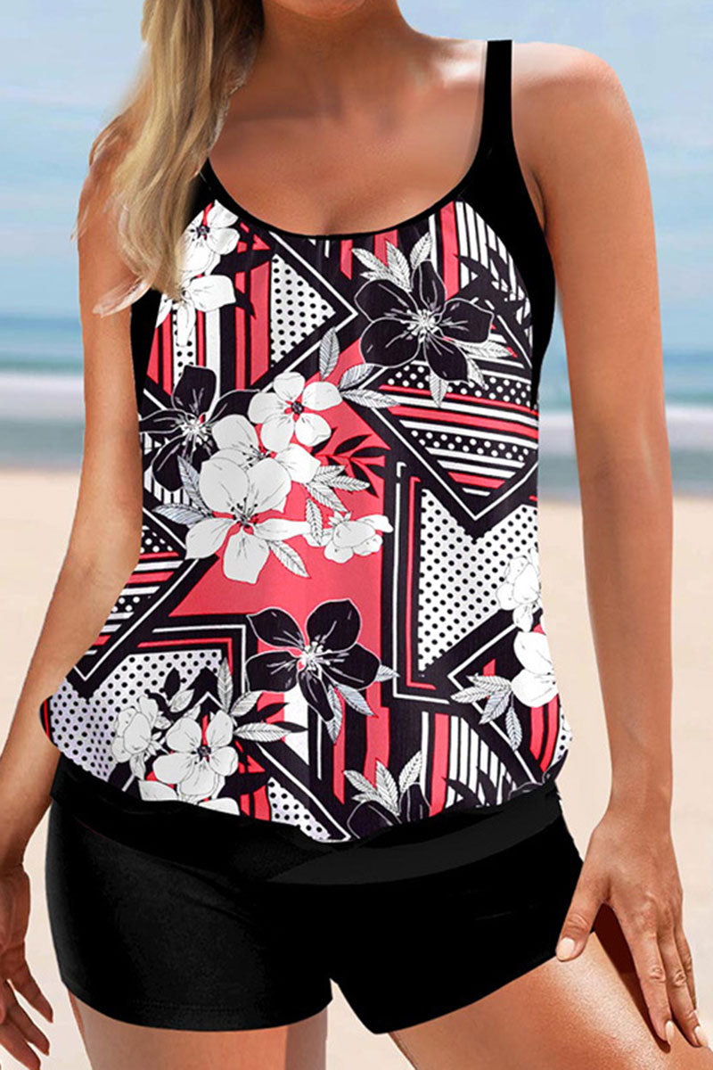 Floral Print Patchwork Cozy Tankini