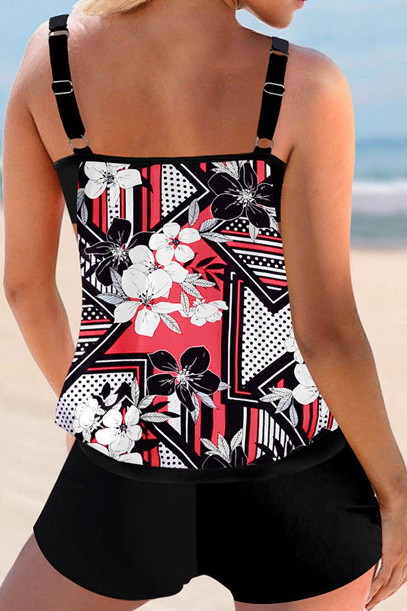 Floral Print Patchwork Cozy Tankini