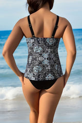 Floral Print Bohemia Round Neck Tankini