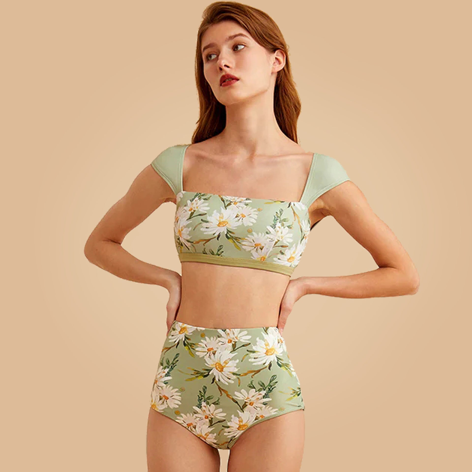 VIOLET VINTAGE SQUARE-NECK BIKINI SET