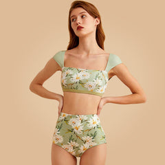 VIOLET VINTAGE SQUARE-NECK BIKINI SET