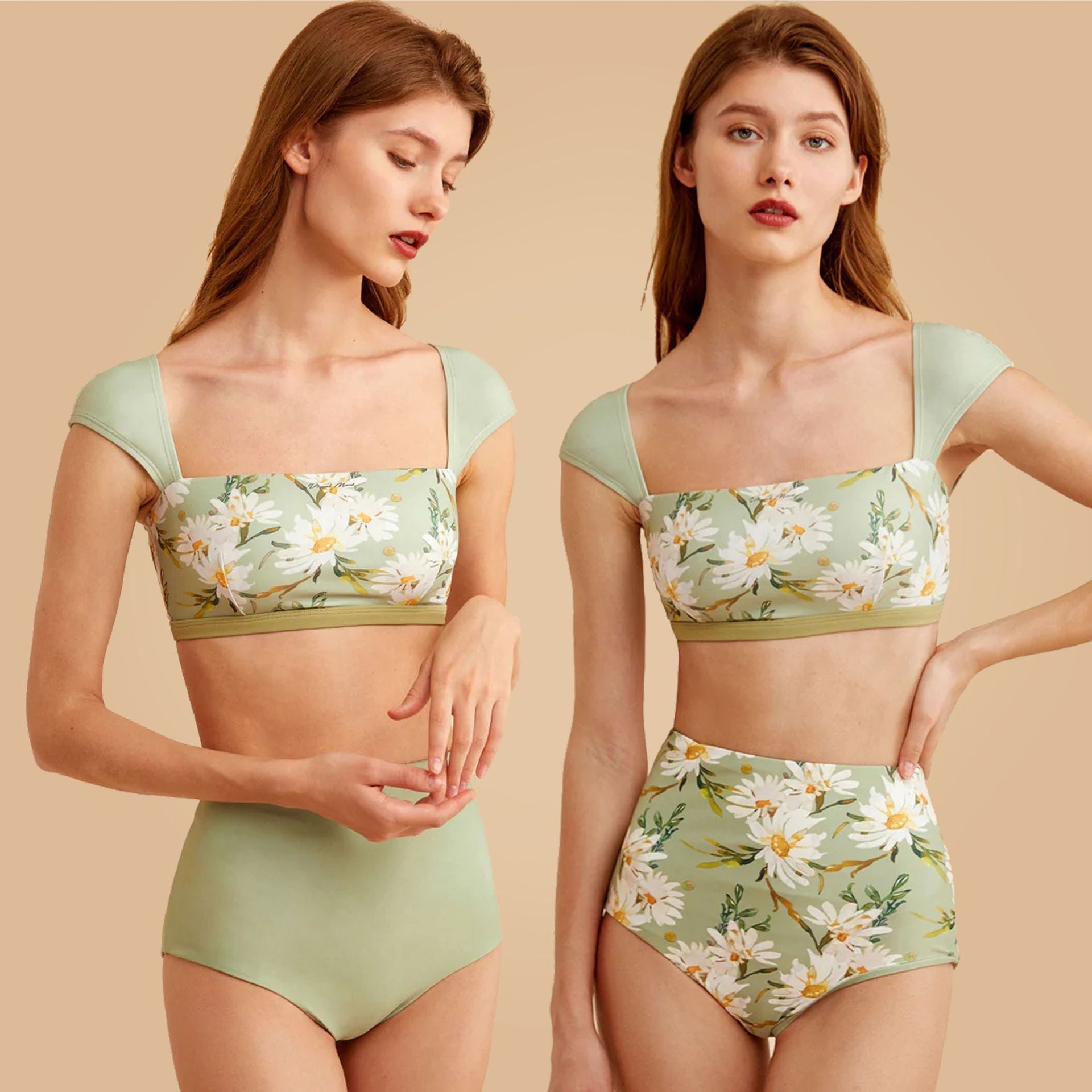 VIOLET VINTAGE SQUARE-NECK BIKINI SET