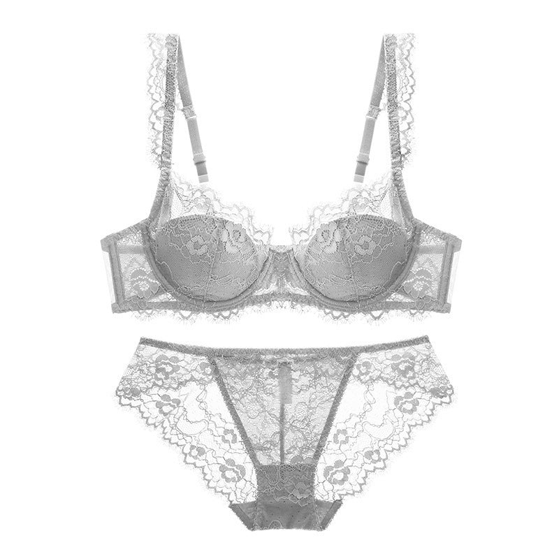 Eyelash Lace Sheer Lace Trim Sexy Bra Bralette Set