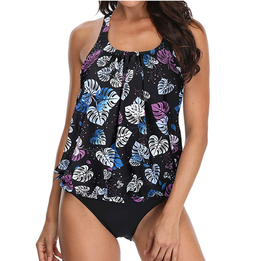 Revneu  Solid Color Laid Back Tankini Set