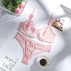 Allover Lace Butterfly Accessories Cute Sexy Lingerie Set