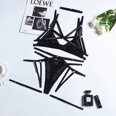 Mesh Perspective Hollow Out Bandage Sexy Lingerie Set