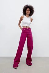High waist rose-purple jeans