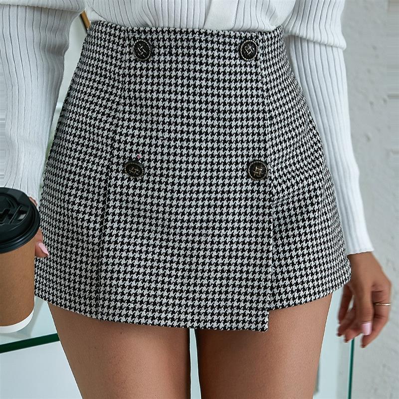 College style luxury classic houndstooth skirt