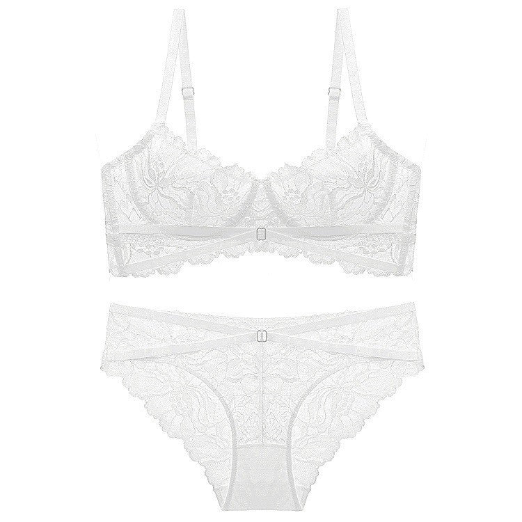 New Sexy Lace Embroidered Cross Strap Lingerie Set