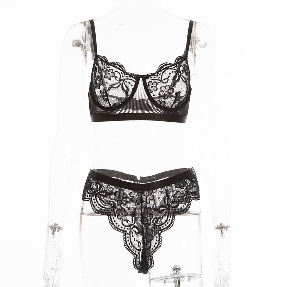 Lace See-Through Bralette Set