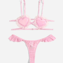 Cute Sexy Sling Lace Trim Lingerie Set