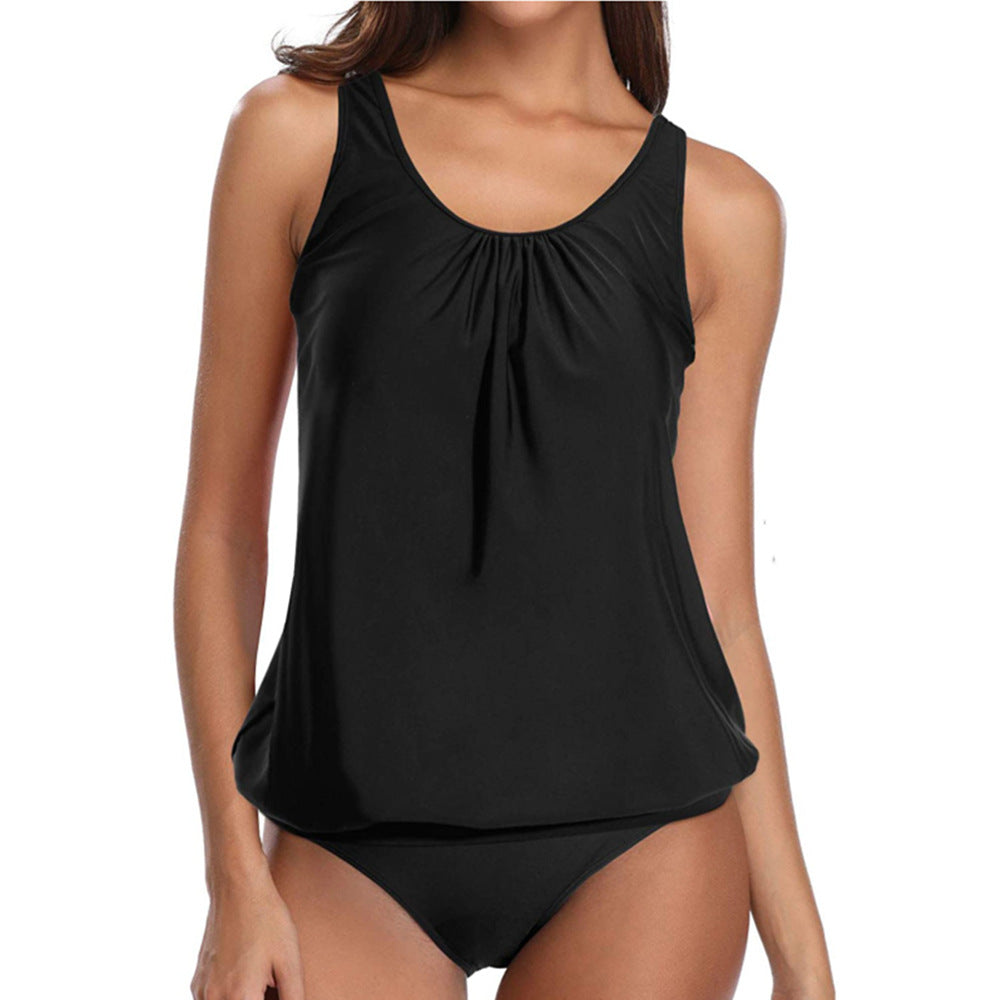 Revneu  Solid Color Laid Back Tankini Set