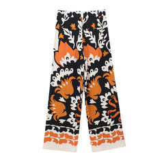 Casual printed pleated pants