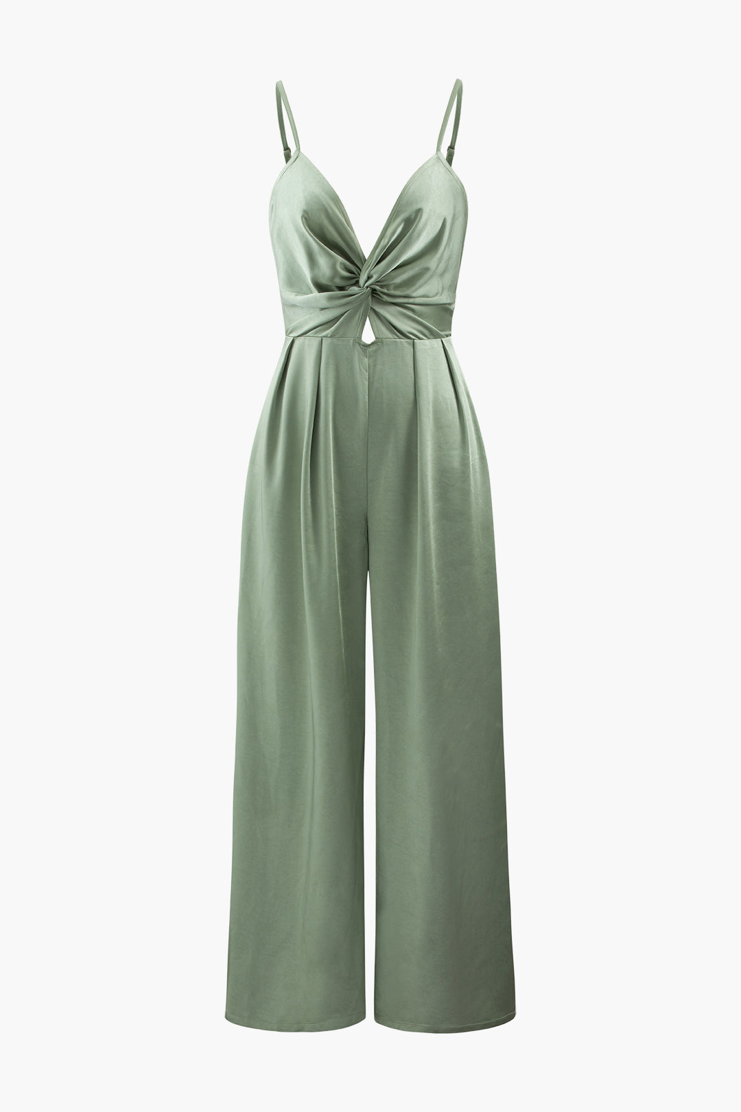 V-neck Twist Front Satin Jumpsuit