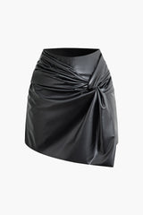 Twist Wrap Faux Leather Knotted Shorts