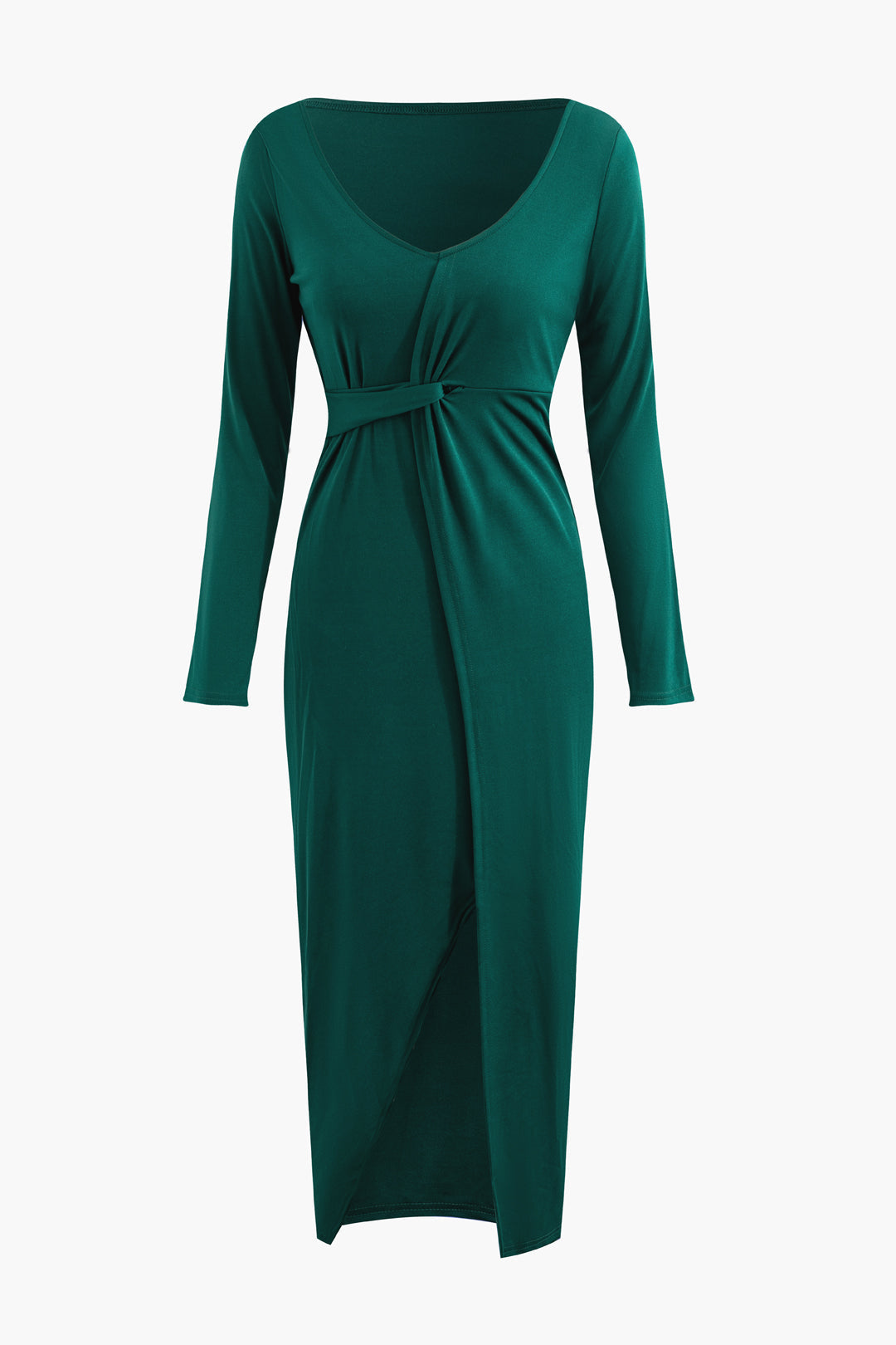 V-neck Wrap Long Sleeve Maxi Dress