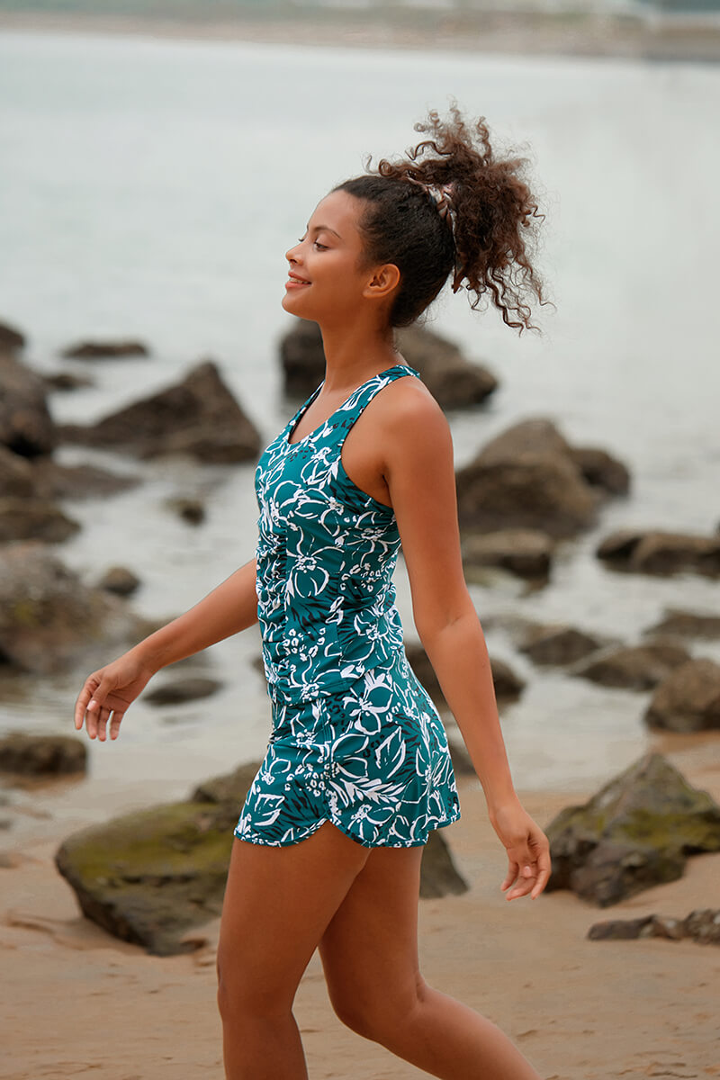 Revneu  Floral Print Sporty Tankini
