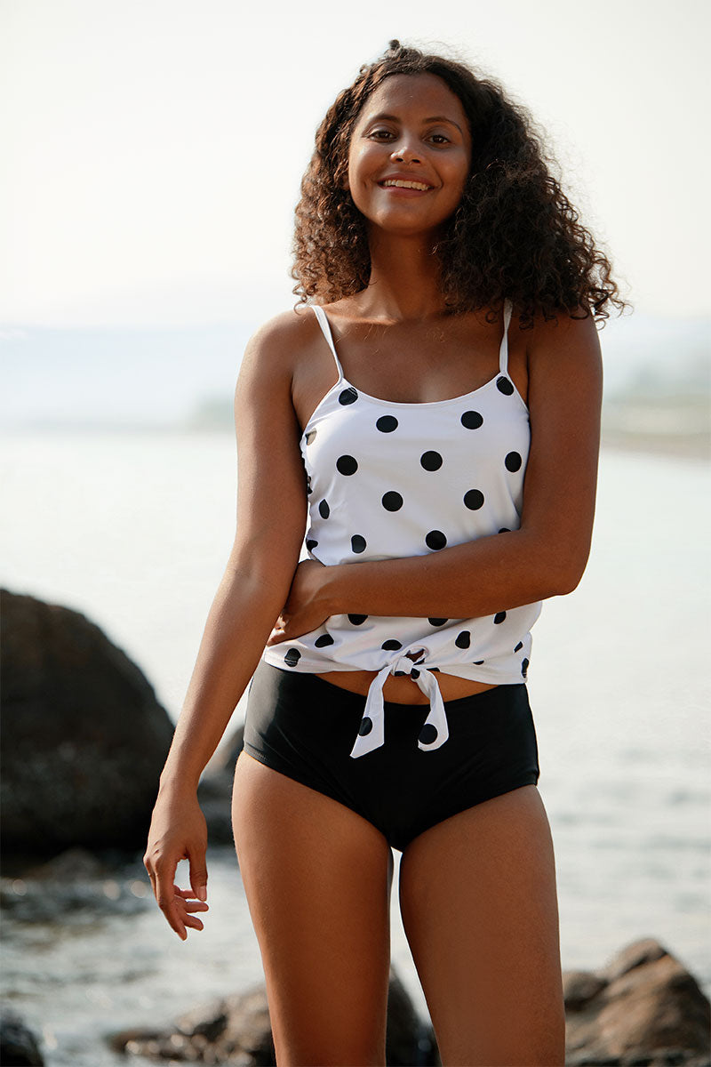 Revneu  Polka Dot Cute Knotted Tankini