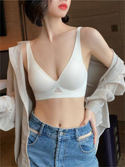 Smooth Comfortable Breathable Mesh Cool Feeling Wireless Bra White