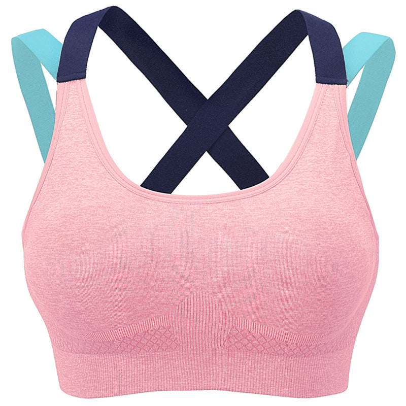 Cross-Strap Back Medium Support Sports Yoga Wireless Bra