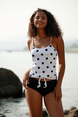 Revneu  Polka Dot Cute Knotted Tankini