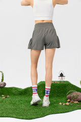 High Waisted Elastic Waistband Pocket Sport Shorts