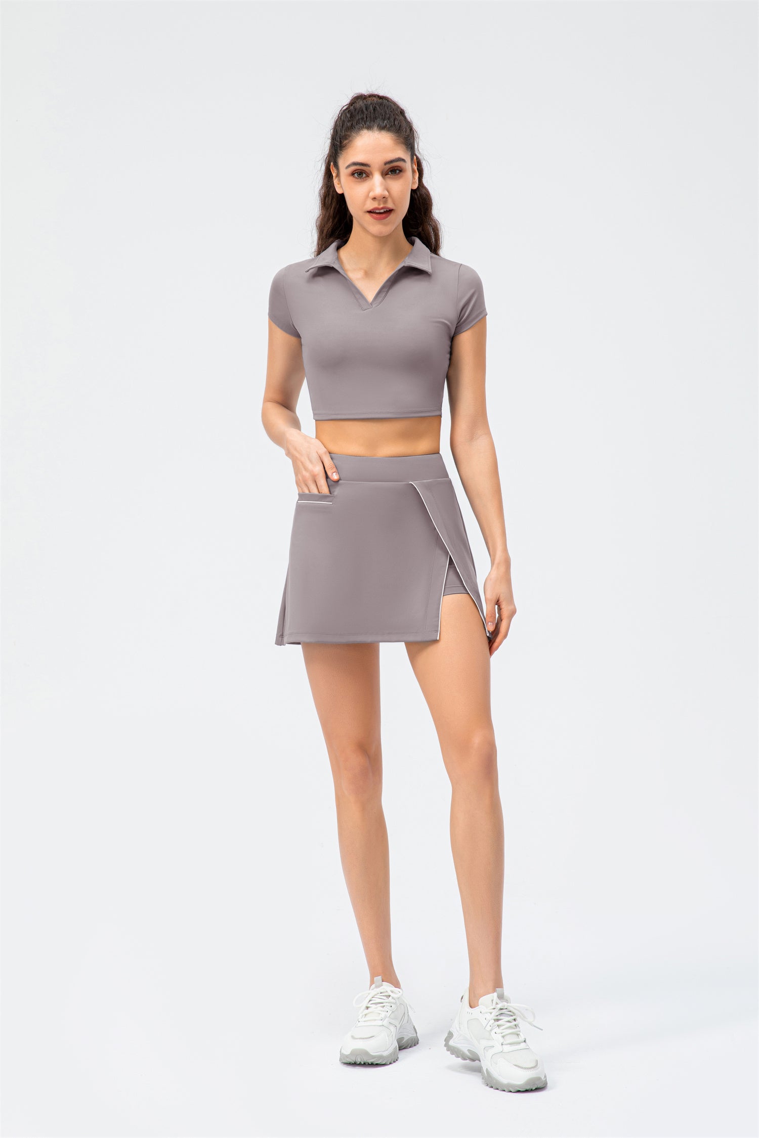 V-Neck Cropped High Waist Top