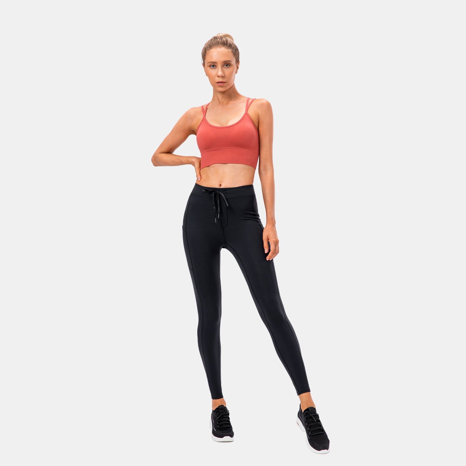 High Waisted Drawstring Pocket Sport Leggings