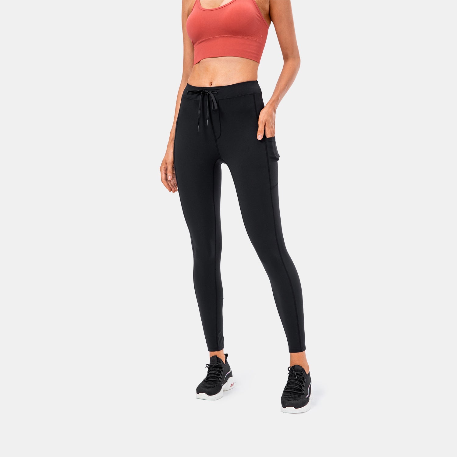 High Waisted Drawstring Pocket Sport Leggings