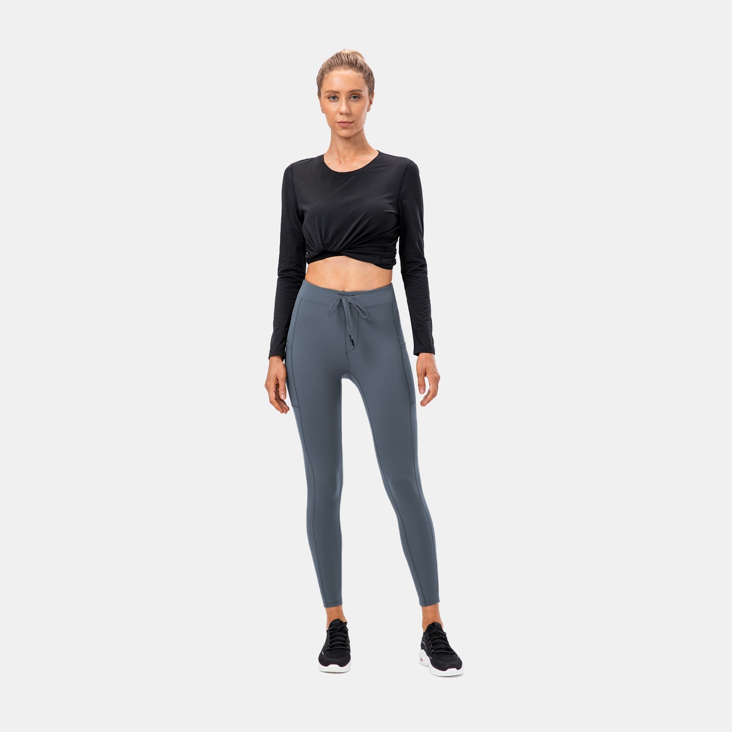 High Waisted Drawstring Pocket Sport Leggings