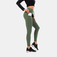 High Waisted Drawstring Pocket Sport Leggings