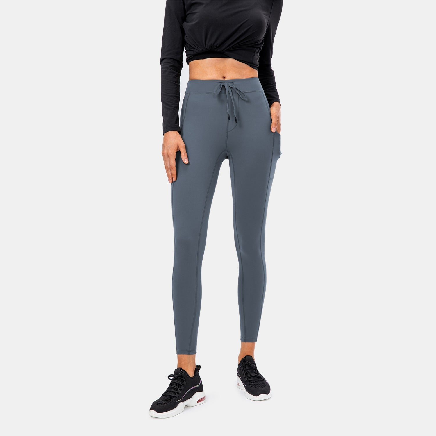 High Waisted Drawstring Pocket Sport Leggings