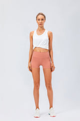 High Waisted Side Pocket Biker Shorts-Cloud