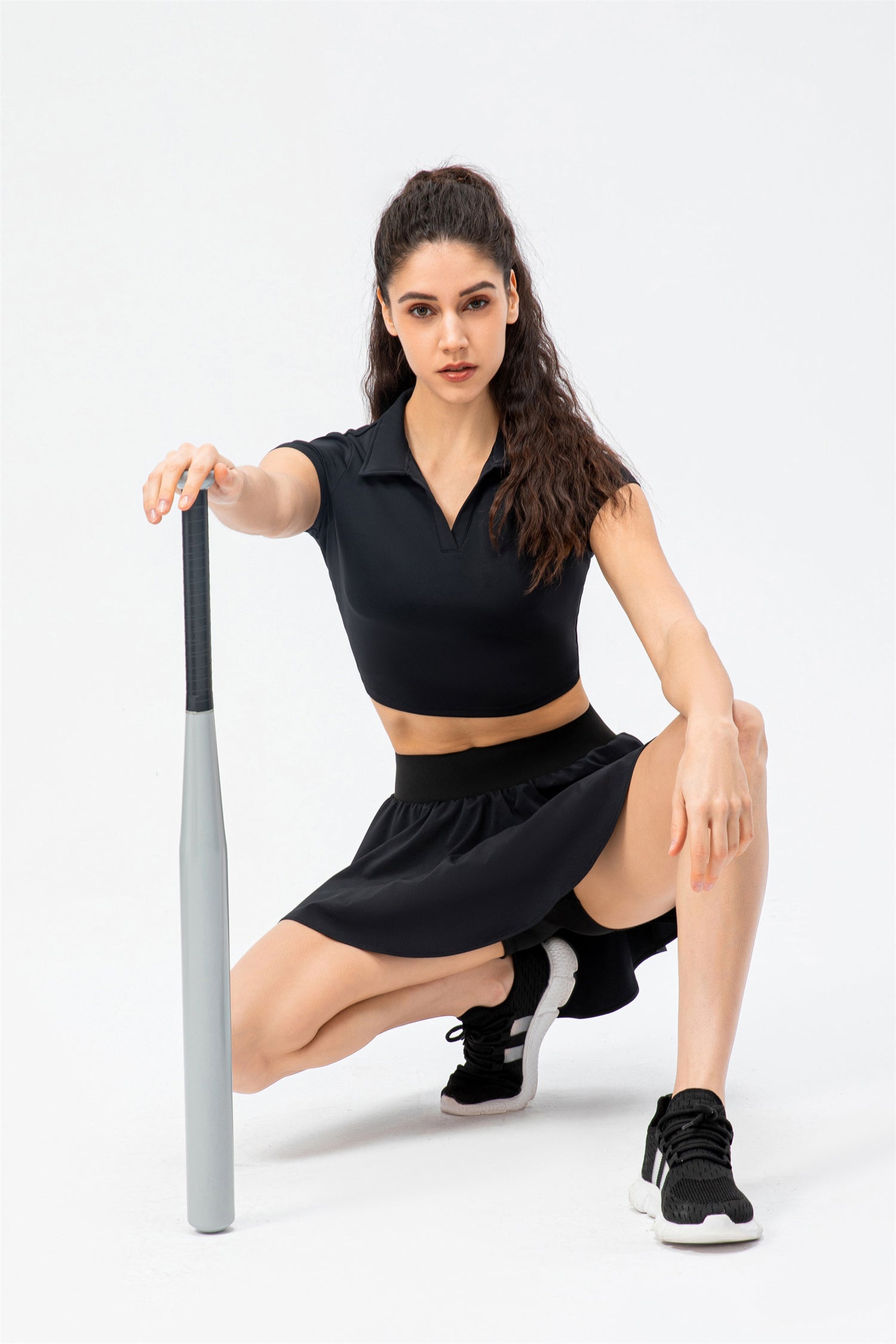 V-Neck Cropped High Waist Top