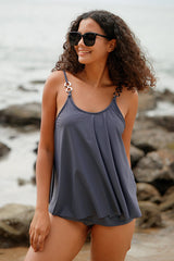 Revneu  Solid Color Chic Tankini Set