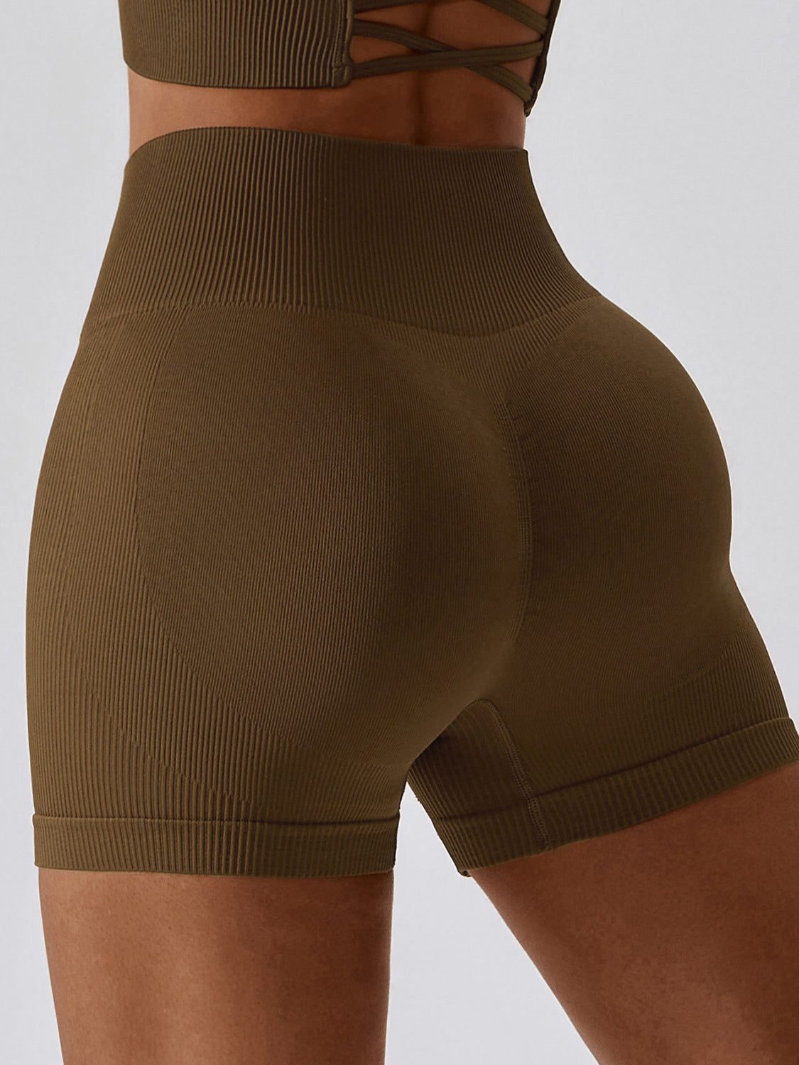 Seamless Rib Tummy Control Yoga Shorts