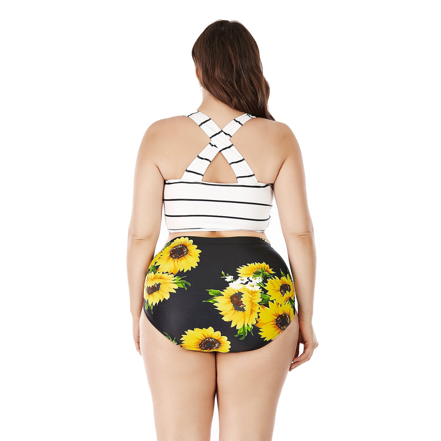 Plus Size Printing High Waist Bikini Swimsuit Two Piece Bathing Suit