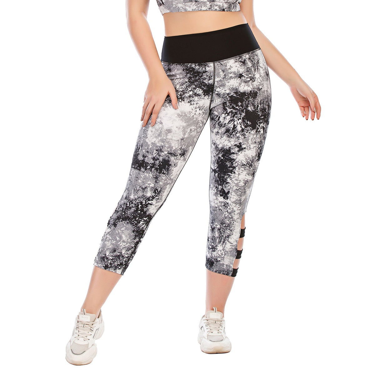 Capri Pants for Plus Size Yoga Leggings Tie Dye