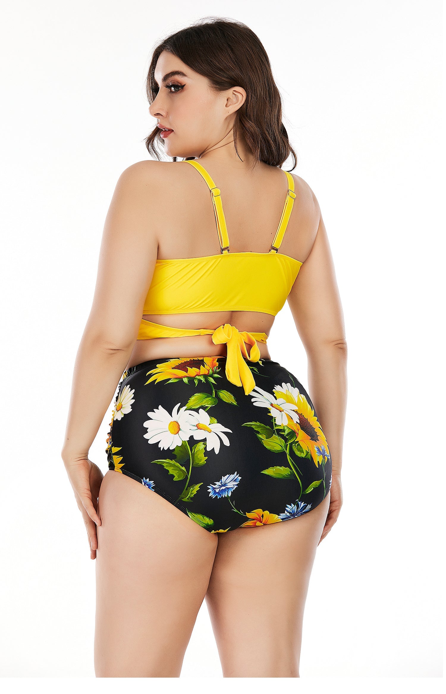 Plus Size printing High Waist Bikini Swimsuit