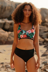 Revneu  Natural Print Sporty Backless Bikini